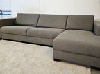 Hoekbank grijs geweven stof – tweedehands – 282 cm