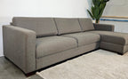 Hoekbank grijs geweven stof – tweedehands – 282 cm