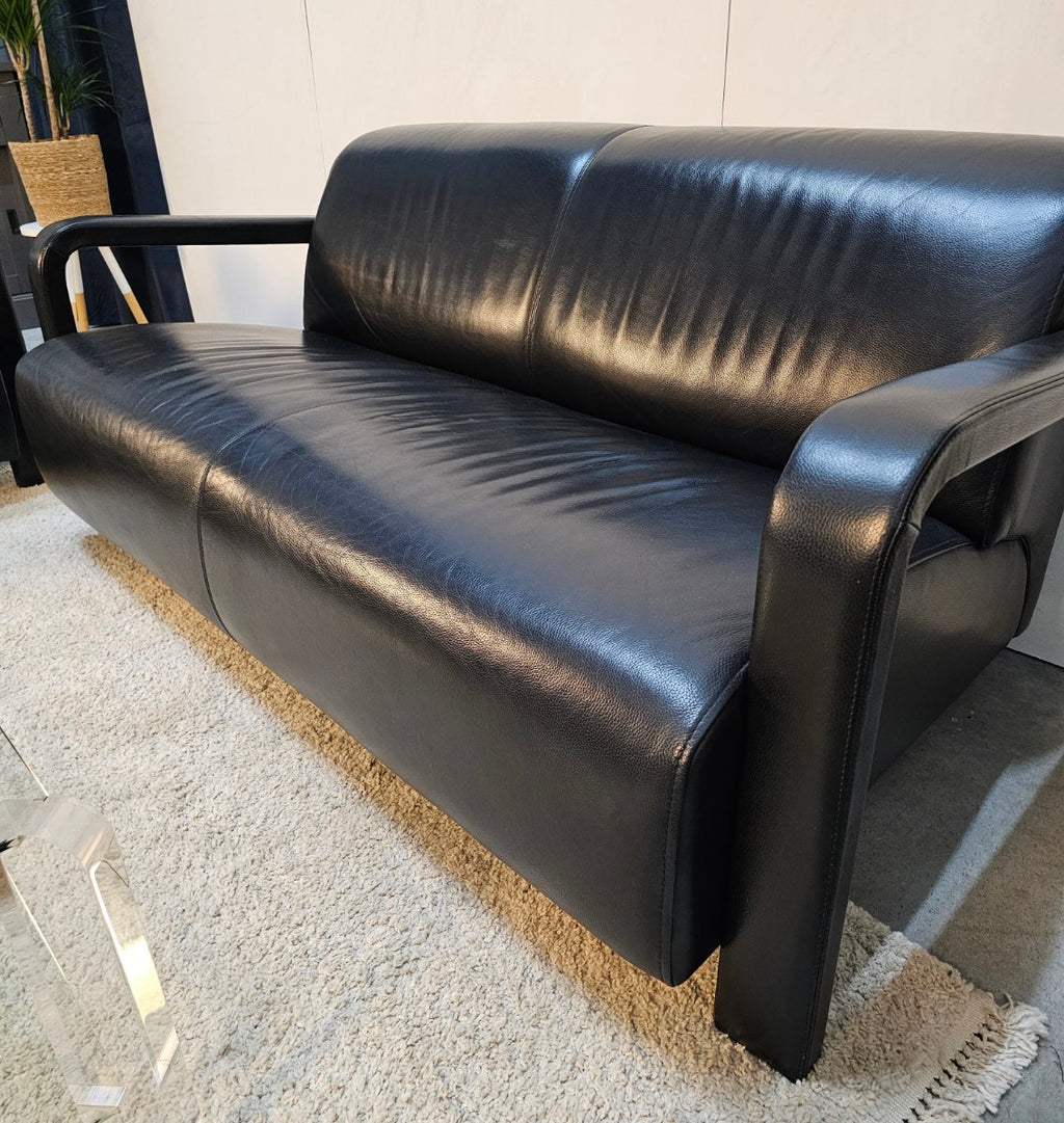 Bank Leolux Antipode 2zits + 2 Fauteuils Set Zwart Leer