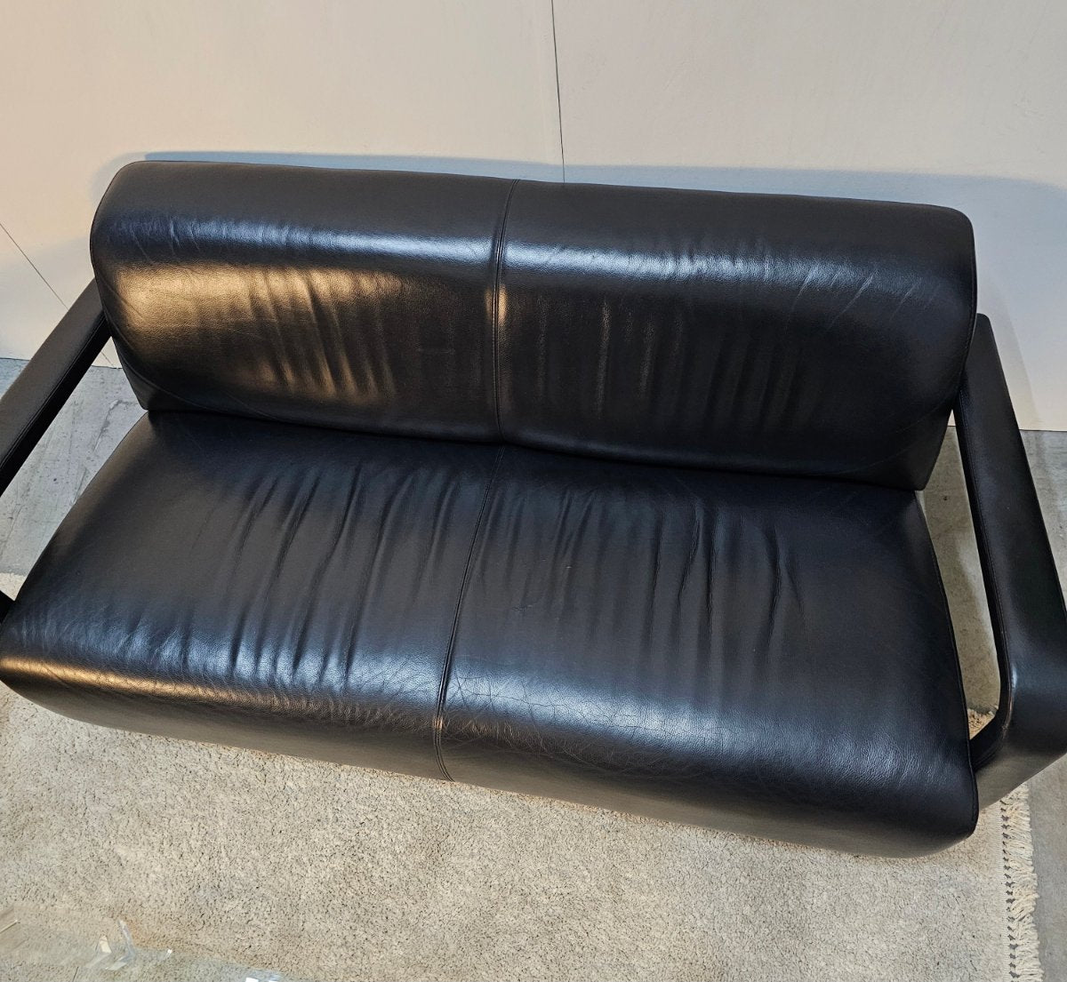 Bank Leolux Antipode 2zits + 2 Fauteuils Set Zwart Leer