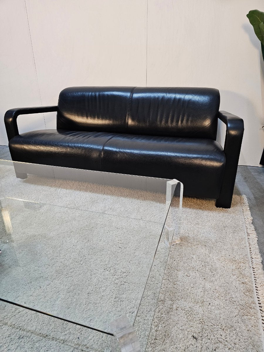 Bank Leolux Antipode 2zits + 2 Fauteuils Set Zwart Leer