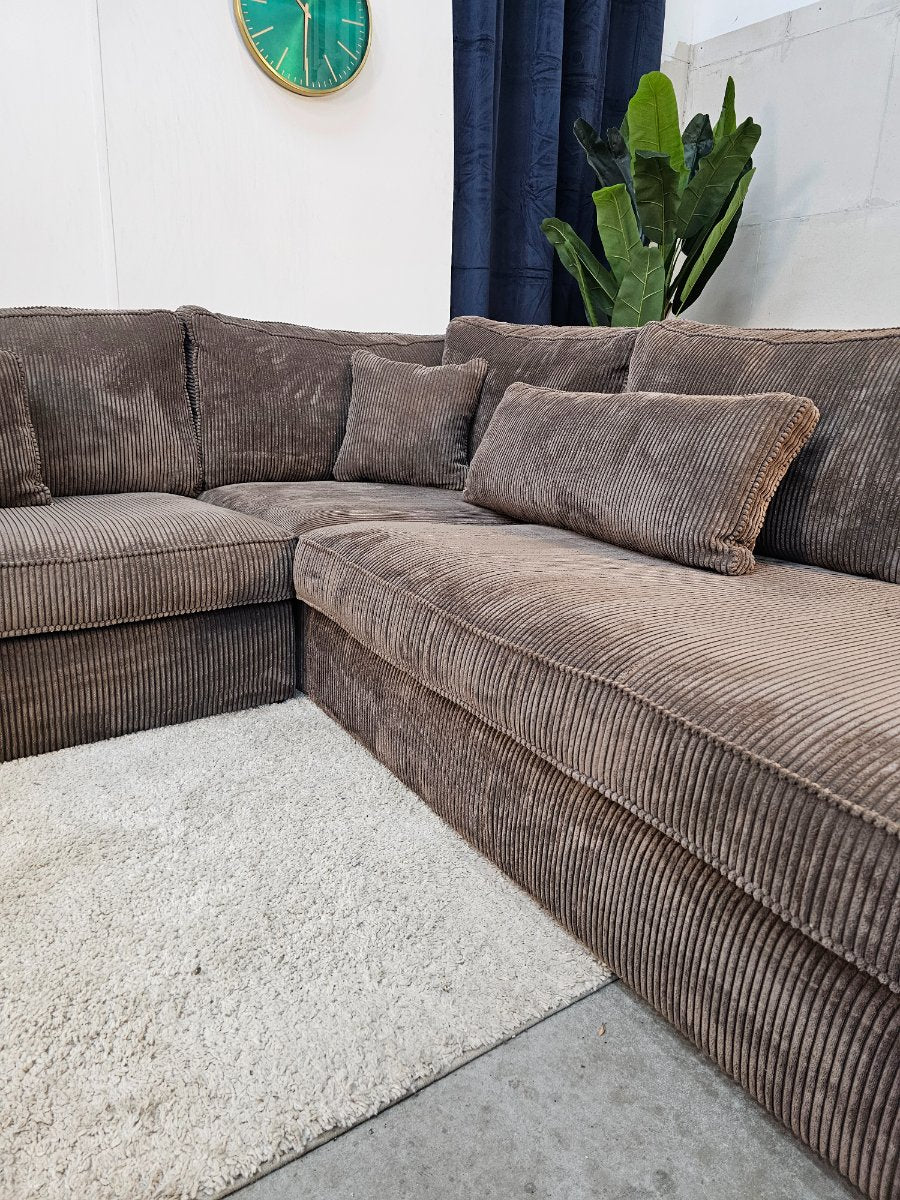 Rib Hoekbank Ribstof Bruin - Gereinigd