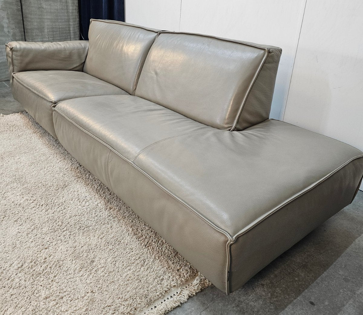 Loungebank Leer Grijs - Gratis Bezorging