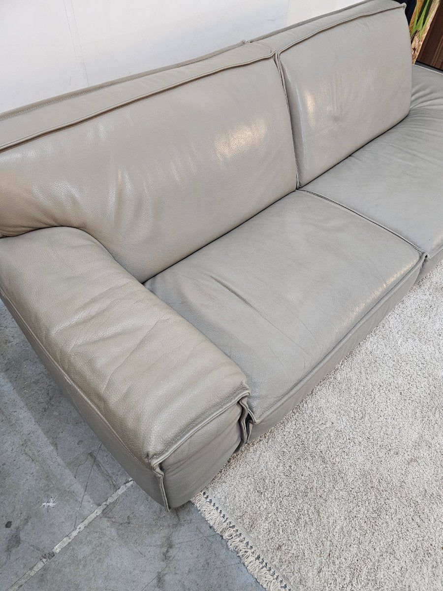 Loungebank Leer Grijs - Gratis Bezorging