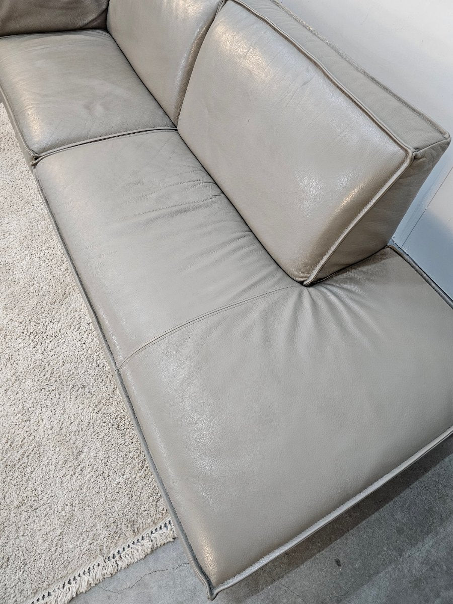 Loungebank Leer Grijs - Gratis Bezorging