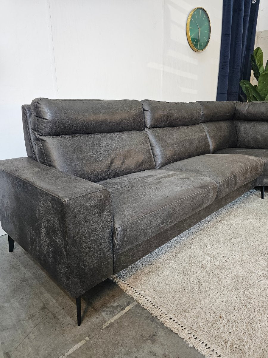Hoekbank Links Microleder Antraciet - Gereinigd
