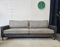 3zits Bank + Fauteuil set Microleder Grijs/Antraciet