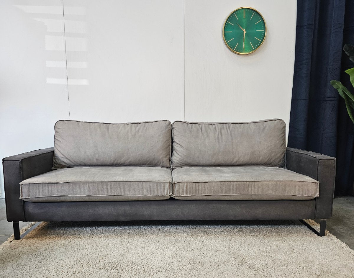 3zits Bank + Fauteuil set Microleder Grijs/Antraciet