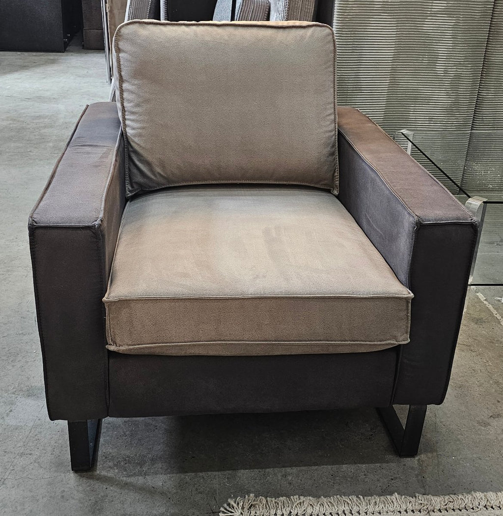 3zits Bank + Fauteuil set Microleder Grijs/Antraciet
