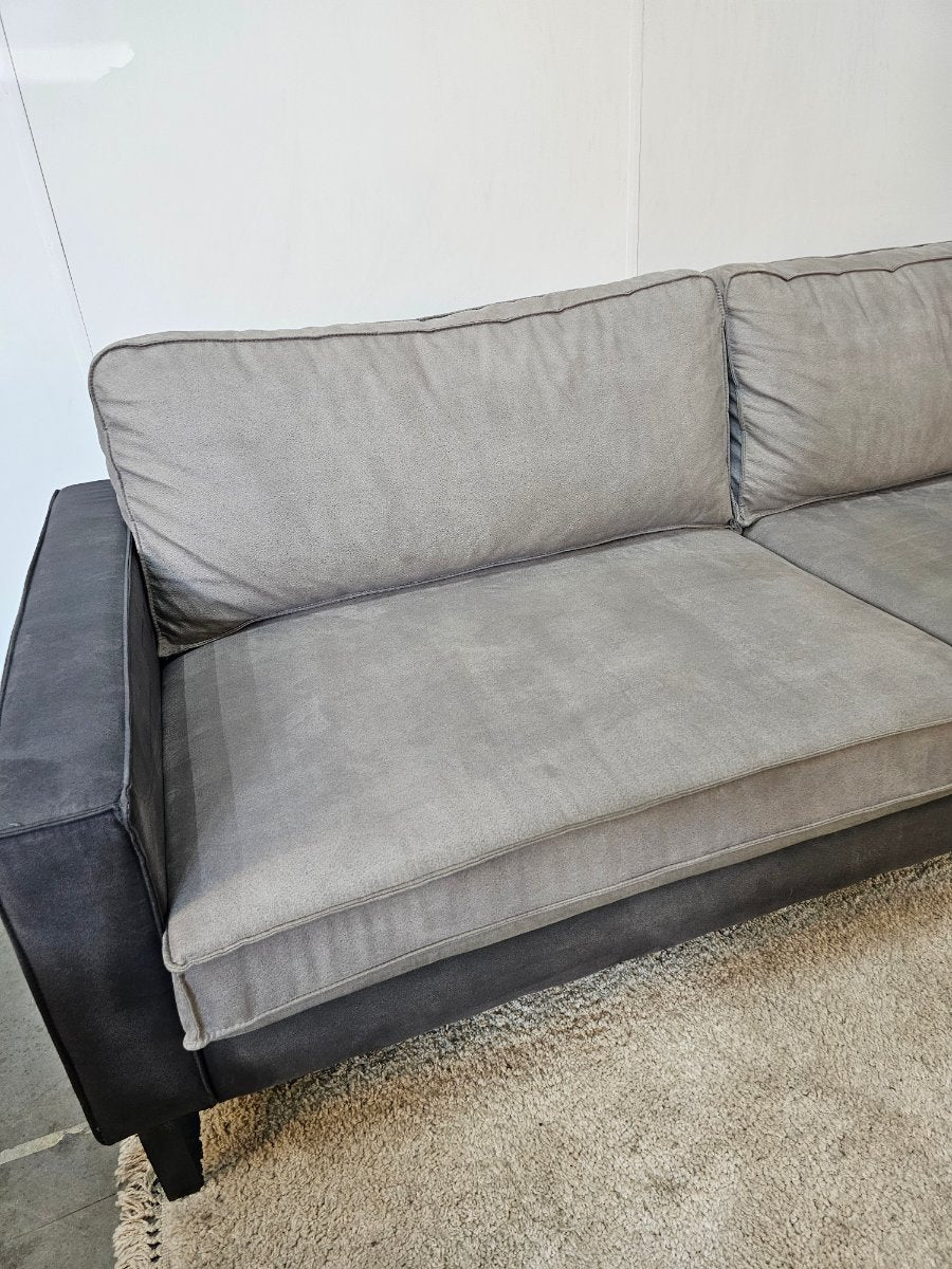 3zits Bank + Fauteuil set Microleder Grijs/Antraciet