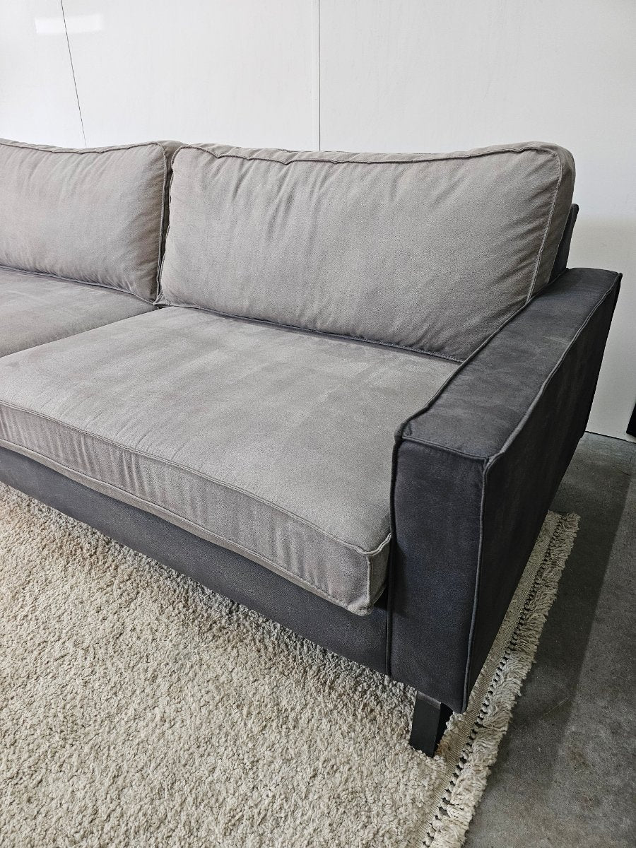 3zits Bank + Fauteuil set Microleder Grijs/Antraciet