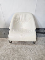 Minotti Cortina Fauteuil Wit/Creme Leer/Metaal Nieuwstaat
