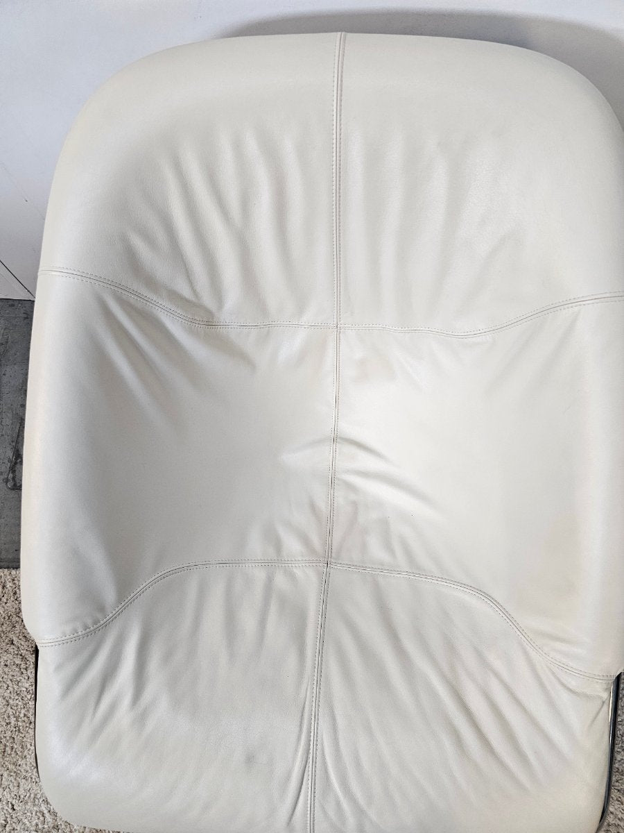 Minotti Cortina Fauteuil Wit/Creme Leer/Metaal Nieuwstaat