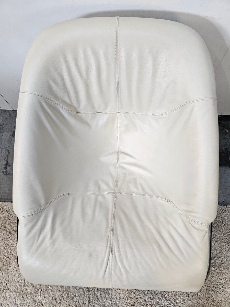 Minotti Cortina Fauteuil Wit/Creme Leer/Metaal Nieuwstaat