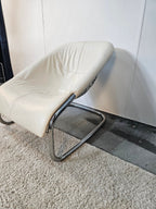 Minotti Cortina Fauteuil Wit/Creme Leer/Metaal Nieuwstaat