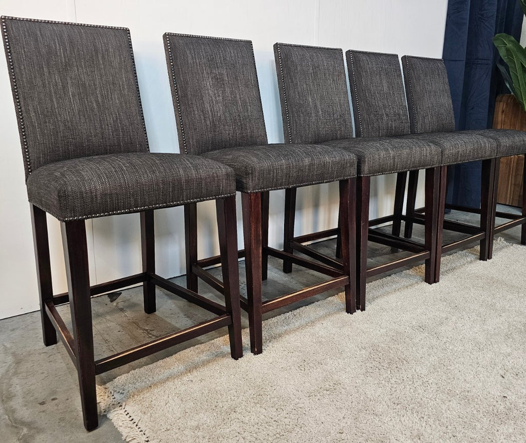 Eric Kuster "Binc" Set 5 Barkrukken Stof Grijs/Bruin