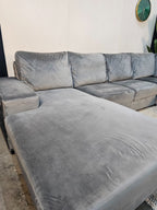 Hoekbank Zilver Velvet | Ruim en Elegant - Gereinigd
