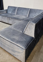 Hoekbank Croco Velvet Grijs/zilver | Gereinigd Kuster Style