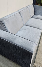 Hoekbank Croco Velvet Grijs/zilver | Gereinigd Kuster Style