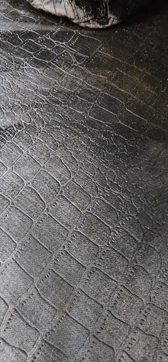 Hoekbank Zwart Croco Velvet - Professioneel Gereinigd