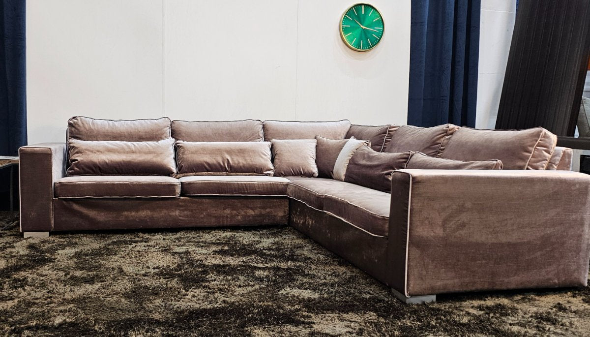 Velvet Hoekbank Bruin/Koper Vlours Hotel Chique - Kuster