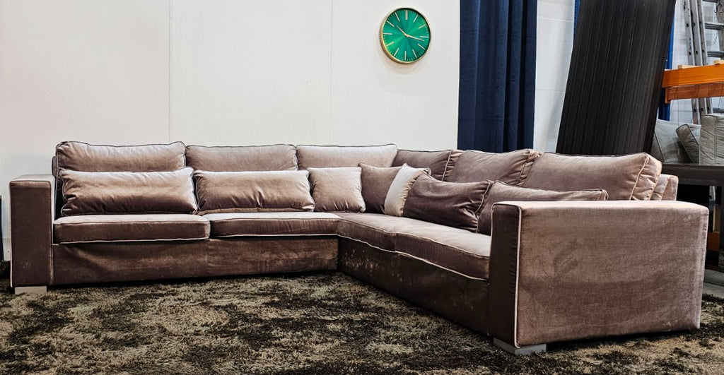 Velvet Hoekbank Bruin/Koper Vlours Hotel Chique - Kuster