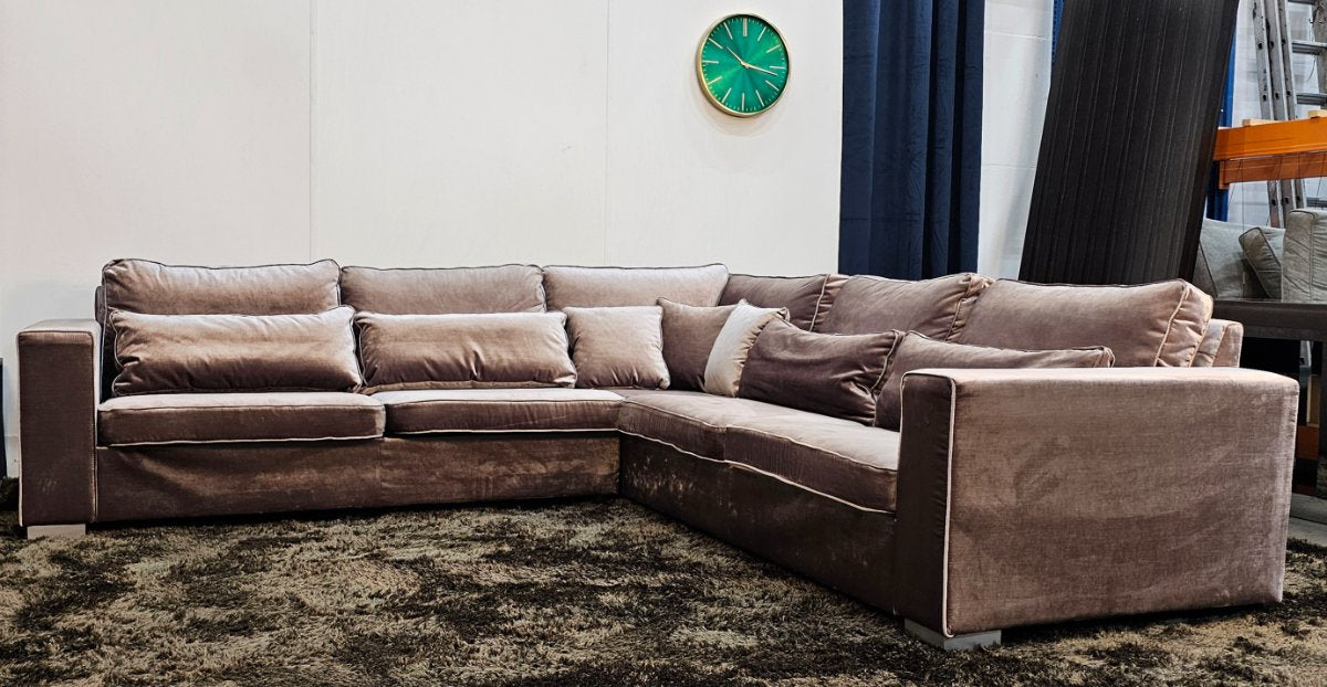 Velvet Hoekbank Bruin/Koper Vlours Hotel Chique - Kuster