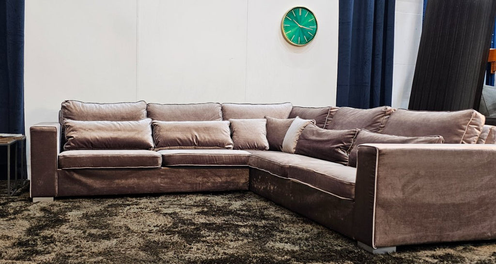 Velvet Hoekbank Bruin/Koper Vlours Hotel Chique - Kuster