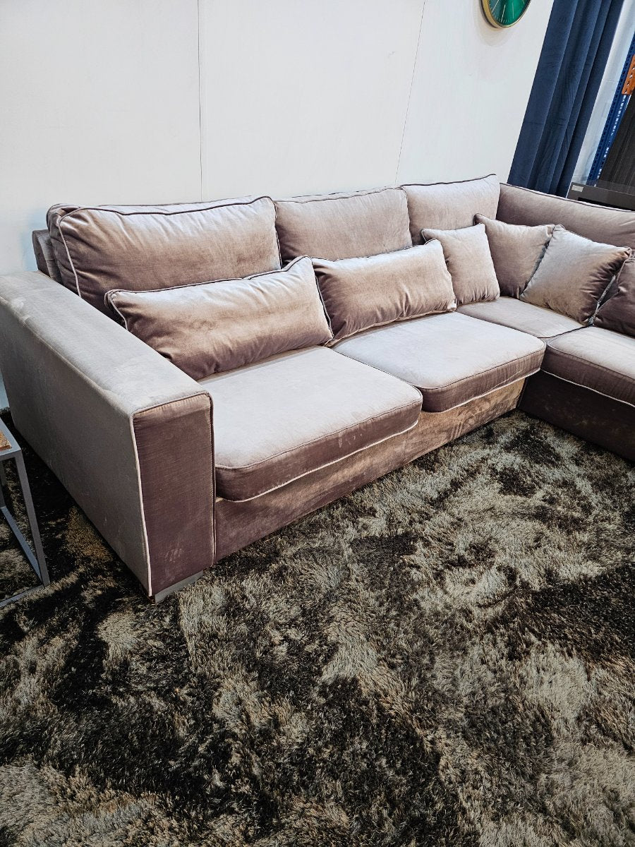 Velvet Hoekbank Bruin/Koper Vlours Hotel Chique - Kuster
